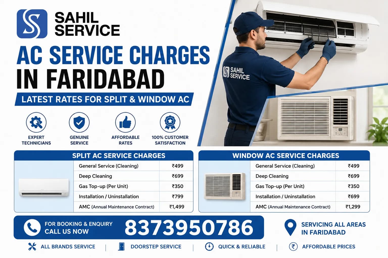 How Much Does AC Service Charges in Faridabad? 2026 Price List