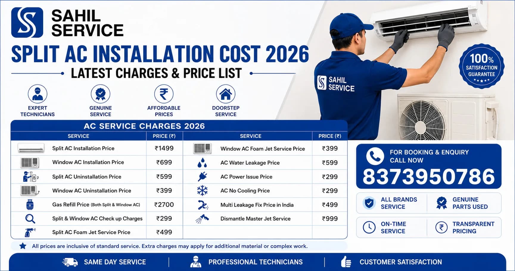 Split AC Installation Cost 2026: Latest Charges and Price List
