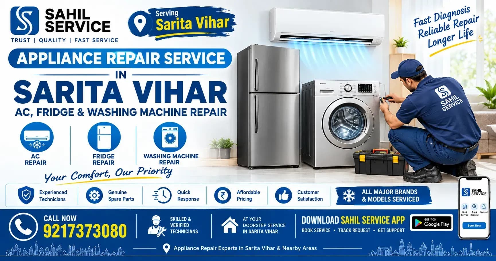 Appliance Repair Service in Sarita Vihar | AC, Fridge & Washing Machine Repair