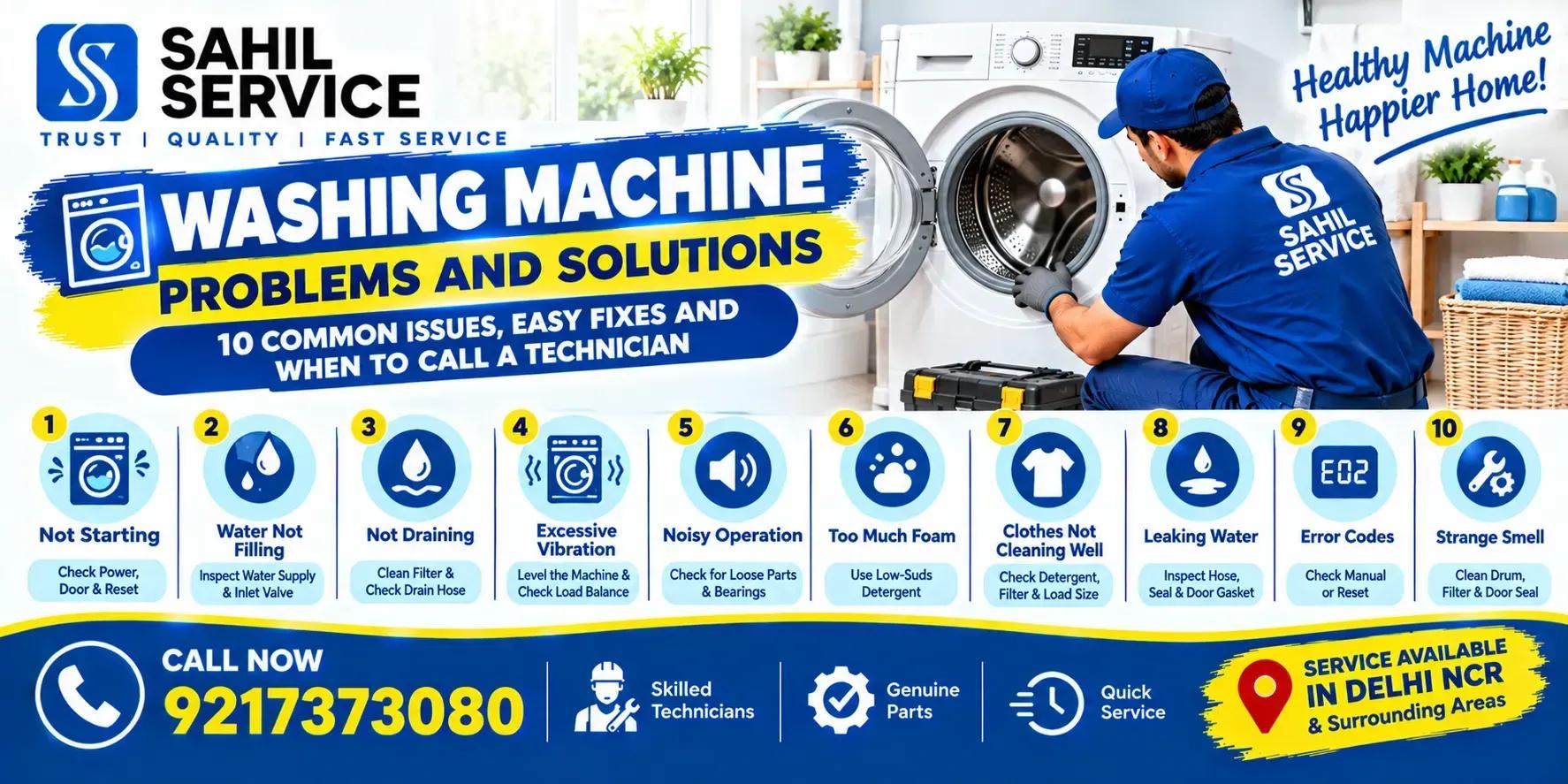 Washing Machine Problems and Solutions: 10 Common Issues, Easy Fixes and When to Call a Technician