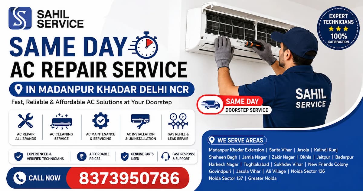 Same Day AC Repair Service in Madanpur Khadar Delhi NCR