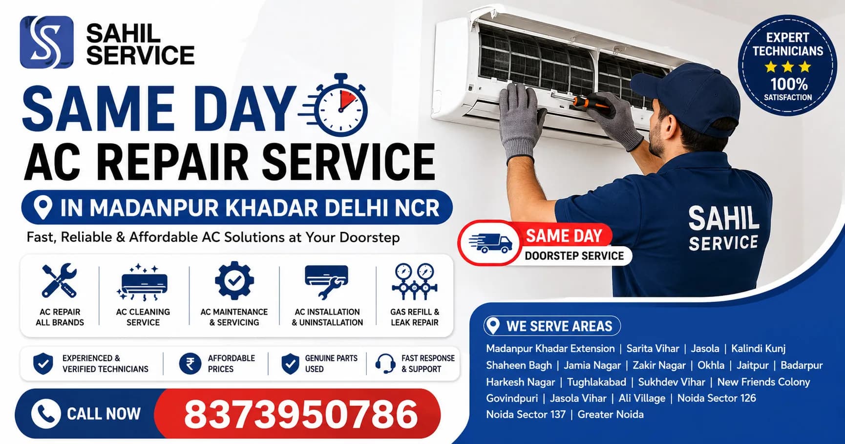Same Day AC Repair Service in Madanpur Khadar Delhi NCR