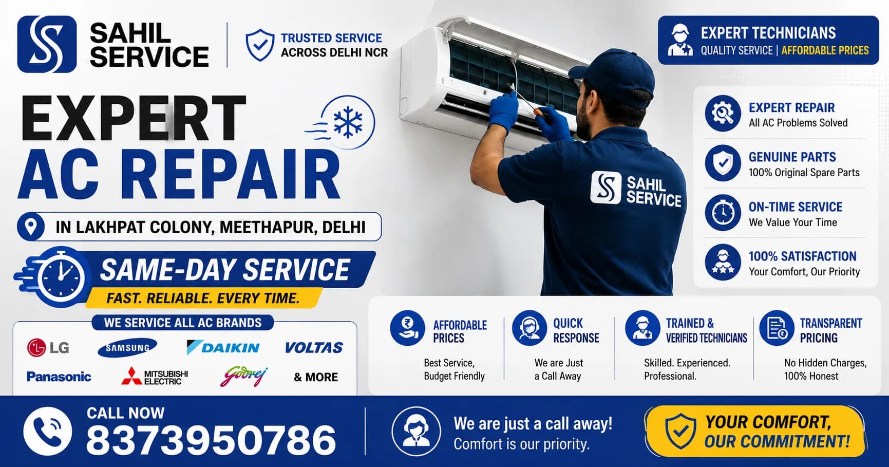 Expert AC Repair in Lakhpat Colony Meethapur Delhi | Same-Day Service