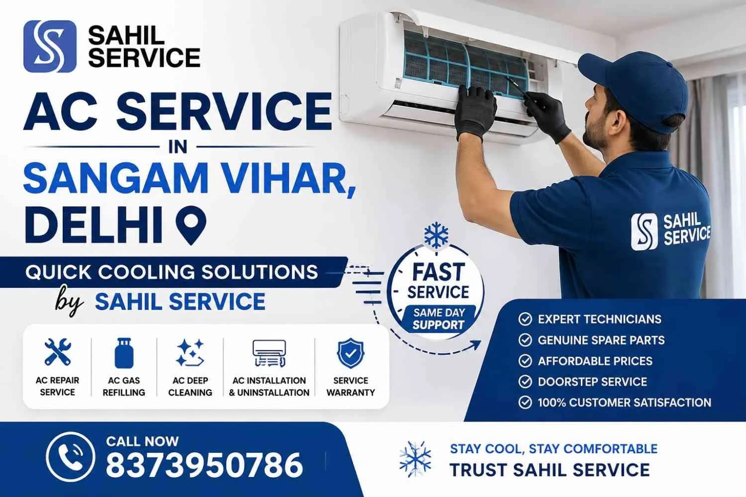 Fast and Trusted AC Service in Sangam Vihar, Delhi | Sahil Service