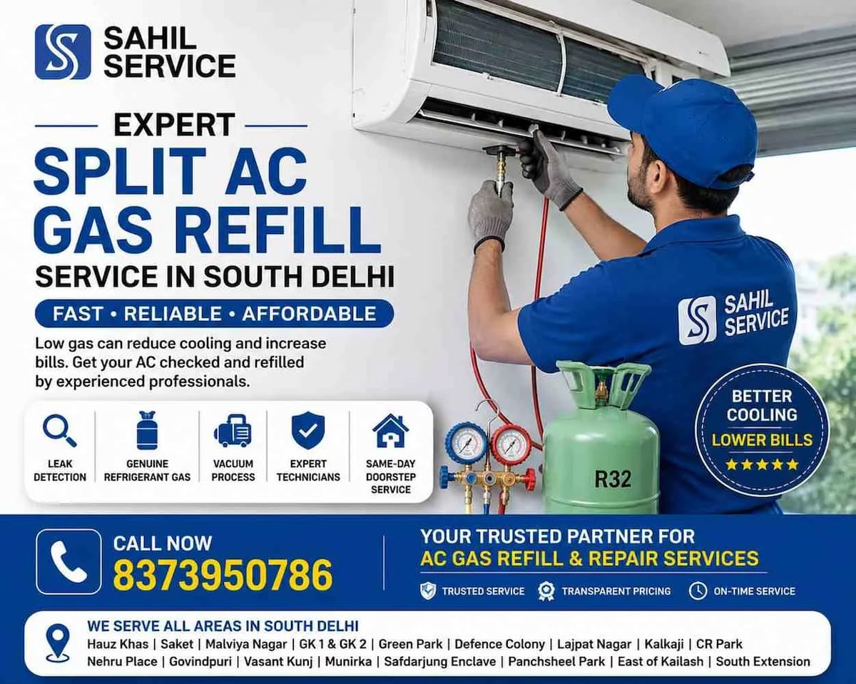 Expert Split AC Gas Refill Service in South Delhi | Sahil Service