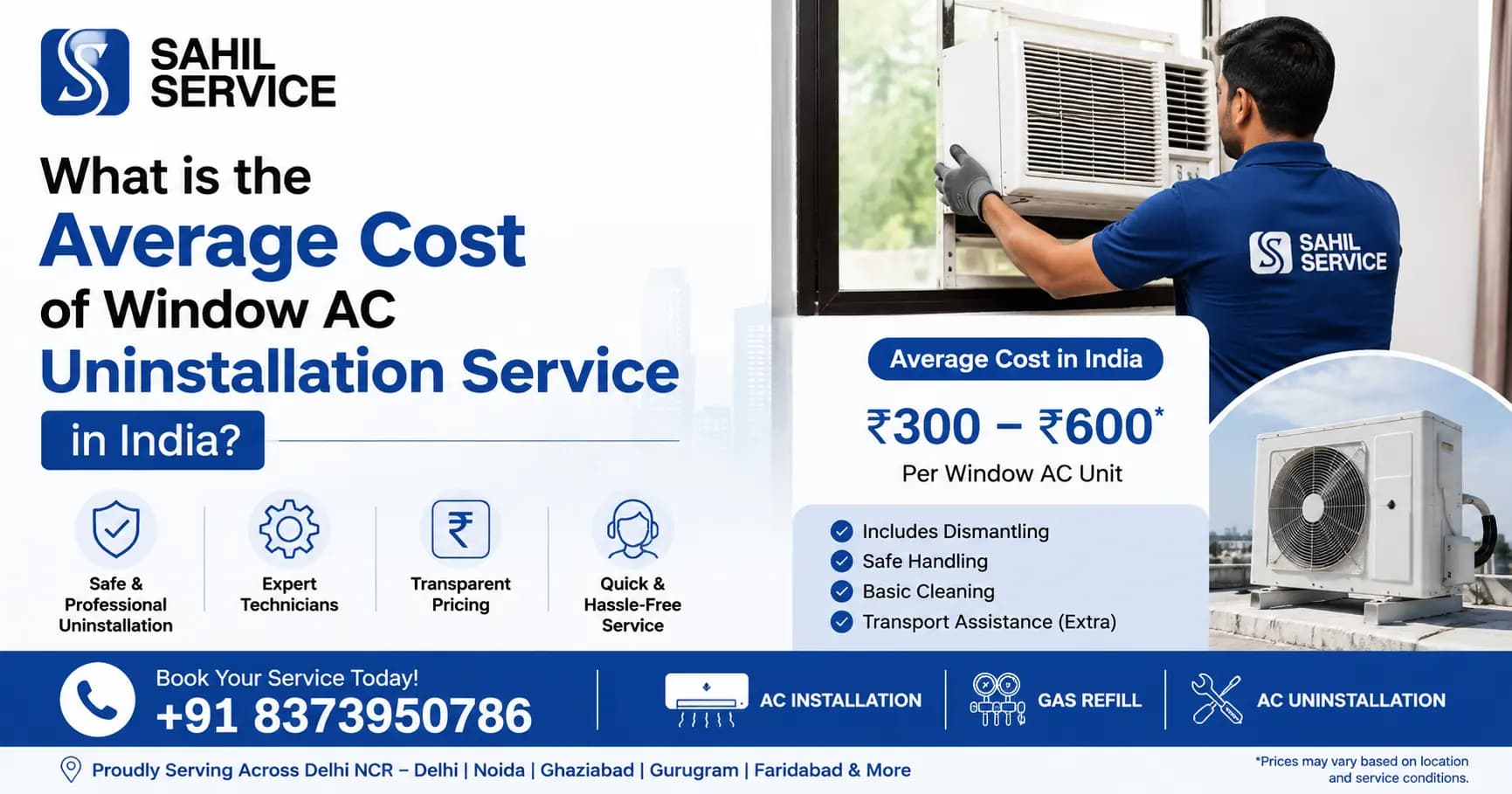 What is the Average Cost of Window AC Uninstallation Service in India?