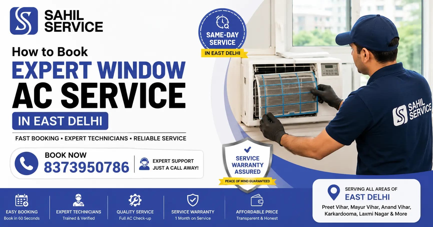 How to Book Expert Window AC Service in East Delhi | Sahil Service