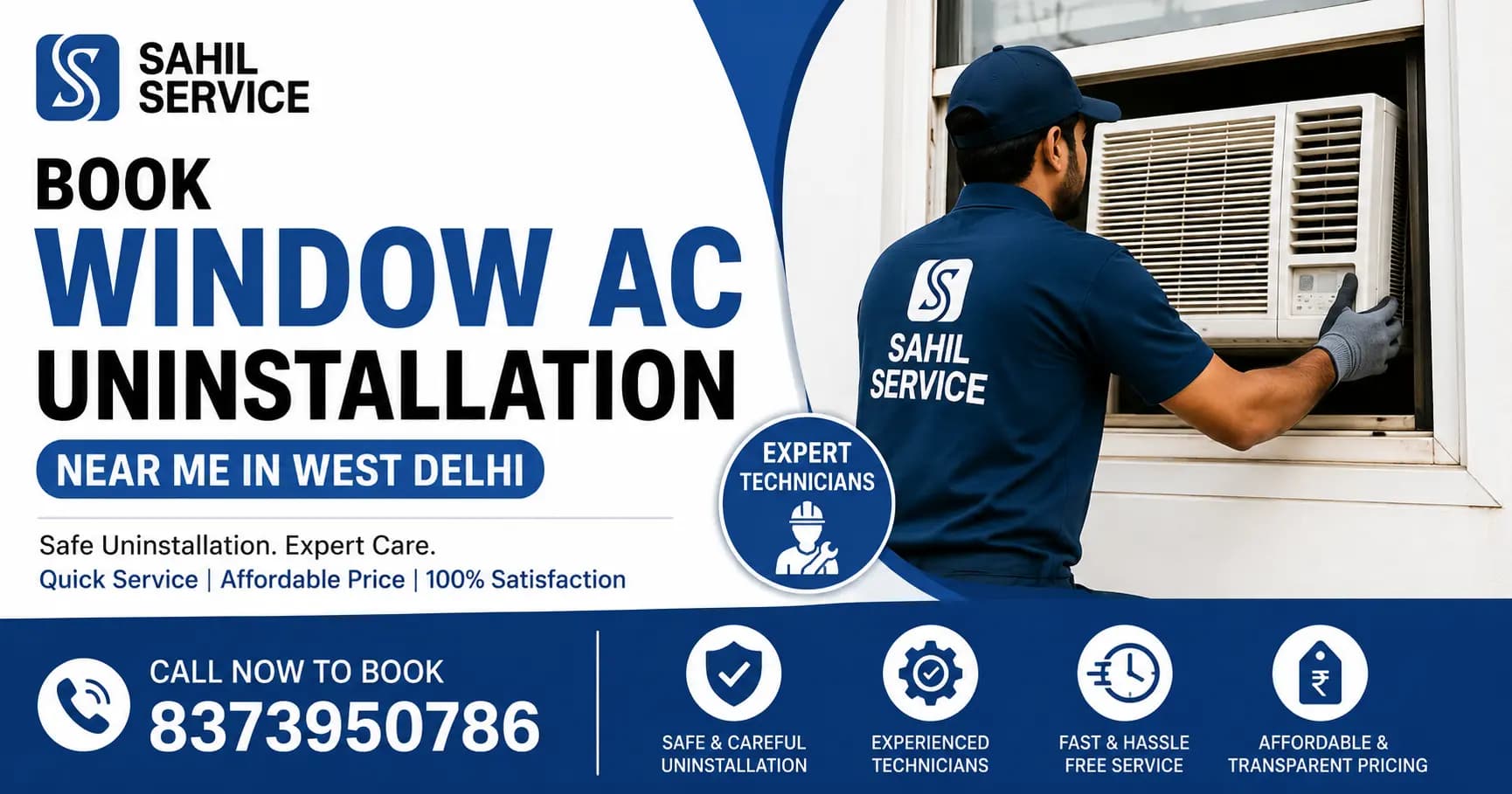 Book Window AC Uninstallation Near Me in West Delhi | Sahil Service