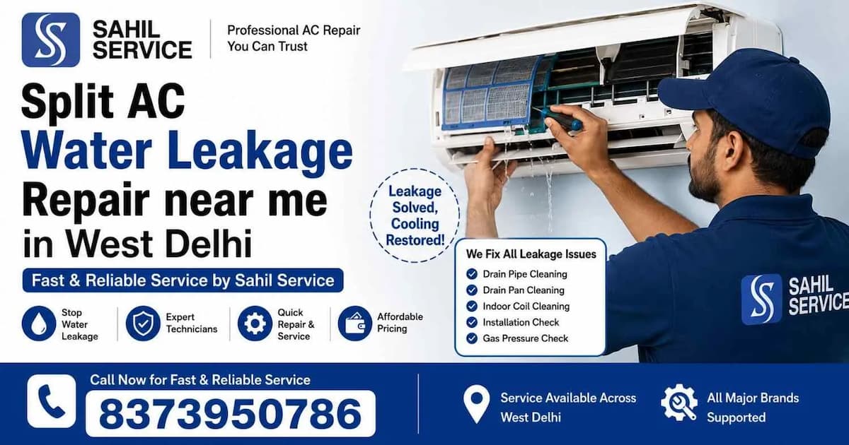 Split AC Water Leakage Repair near me in West Delhi | Sahil Service